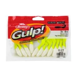 Berkley Gulp!® Minnow Grub -Reel Spin Bait Sales Berkley Gulp MinnowGrub PearlWhiteChartreuse 3in PKG
